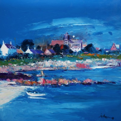 Evening moonrise on the Abbey Iona 30x30